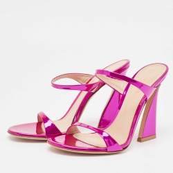Gianvito Rossi Metallic Pink Leather Aura Sandals Size 36