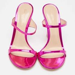 Gianvito Rossi Metallic Pink Leather Aura Sandals Size 36