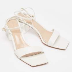 Pre Owned Gianvito Rossi White Leather Cosmic Sandals Size 39.5