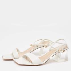 Pre Owned Gianvito Rossi White Leather Cosmic Sandals Size 39.5