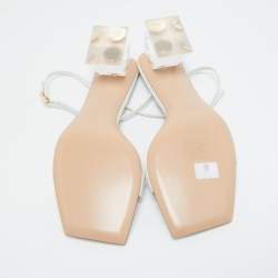 Pre Owned Gianvito Rossi White Leather Cosmic Sandals Size 39.5