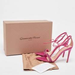 Gianvito Rossi Pink Satin Embellished Montecarlo Sandals Size 35