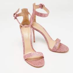Gianvito Rossi Pink Foil Leather Portofino Sandals Size 41