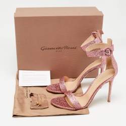 Gianvito Rossi Pink Foil Leather Portofino Sandals Size 41