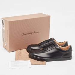 Gianvito Rossi Black Leather Ribbon Low Top Sneakers Size 37.5