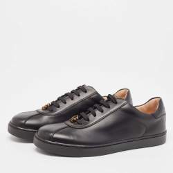 Gianvito Rossi Black Leather Ribbon Low Top Sneakers Size 37.5