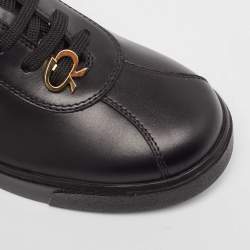 Gianvito Rossi Black Leather Ribbon Low Top Sneakers Size 37.5