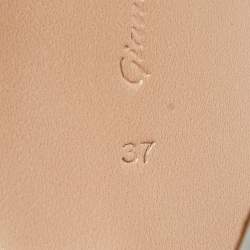 Pre Owned Gianvito Rossi Silver Leather and PVC Ribbon Candy Sandals Size 37