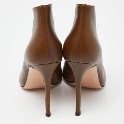 Pre Owned Gianvito Rossi Brown Leather Vamp Peep Toe Booties Size 39