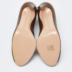 Pre Owned Gianvito Rossi Brown Leather Vamp Peep Toe Booties Size 39