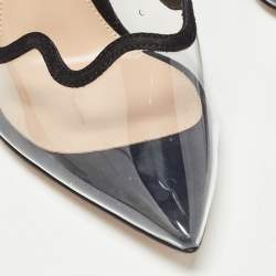 Pre Owned Gianvito Rossi Black Suede and PVC Wavy Plexi Pumps Size 36