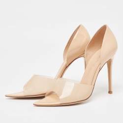 Pre Owned Gianvito Rossi Beige PVC and Patent Leather Bree Pumps Size 40