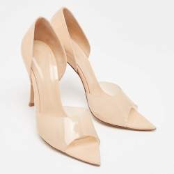 Pre Owned Gianvito Rossi Beige PVC and Patent Leather Bree Pumps Size 40