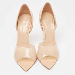 Pre Owned Gianvito Rossi Beige PVC and Patent Leather Bree Pumps Size 40