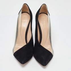 Pre Owned Gianvito Rossi Black Suede and PVC Plexi Pointed Toe Pumps Size 40