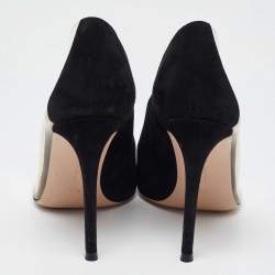 Pre Owned Gianvito Rossi Black Suede and PVC Plexi Pointed Toe Pumps Size 40