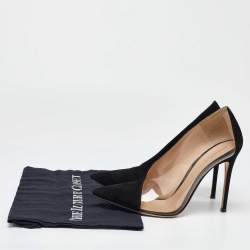 Pre Owned Gianvito Rossi Black Suede and PVC Plexi Pointed Toe Pumps Size 40
