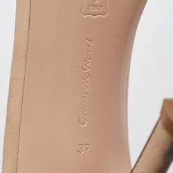 Pre Owned Gianvito Rossi Beige Pvc and Suede Portofino Ankle Strap Sandals Size 37