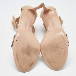 Pre Owned Gianvito Rossi Beige Pvc and Suede Portofino Ankle Strap Sandals Size 37