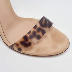 Pre Owned Gianvito Rossi Beige Pvc and Suede Portofino Ankle Strap Sandals Size 37