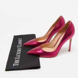 Pre Owned Gianvito Rossi Metallic Pink Leather Gianvito Pumps Size 37