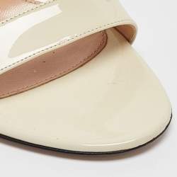 Pre Owned Gianvito Rossi Black/Off White Patent Leather Portofino Sandals Size 39.5