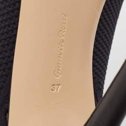 Pre Owned Gianvito Rossi Black Knit Fabric Open Toe Ankle Length Boots Size 37