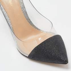 Gianvito Rossi Black/Silver Glitter and PVC Plexi Pumps Size 39