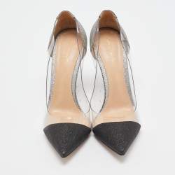 Gianvito Rossi Black/Silver Glitter and PVC Plexi Pumps Size 39
