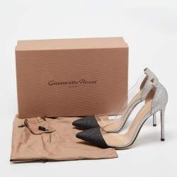 Gianvito Rossi Black/Silver Glitter and PVC Plexi Pumps Size 39