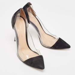 Gianvito Rossi Black Suede and PVC Plexi Pumps Size 38
