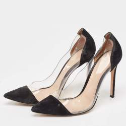 Gianvito Rossi Black Suede and PVC Plexi Pumps Size 38