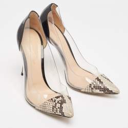 Gianvito Rossi Multicolor Python Leather and PVC Plexi Pumps Size 38