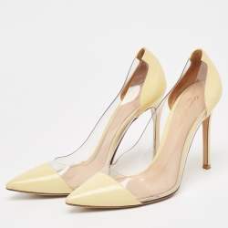 Pre Owned Gianvito Rossi Yellow Leather and PVC Plexi Pumps Size 38