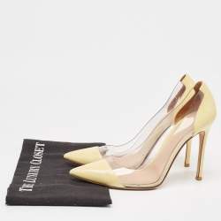 Pre Owned Gianvito Rossi Yellow Leather and PVC Plexi Pumps Size 38