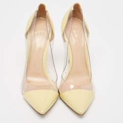 Pre Owned Gianvito Rossi Yellow Leather and PVC Plexi Pumps Size 38
