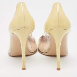 Pre Owned Gianvito Rossi Yellow Leather and PVC Plexi Pumps Size 38