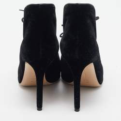 Pre Owned Gianvito Rossi Black Velvet Open Toe Booties Size 38.5