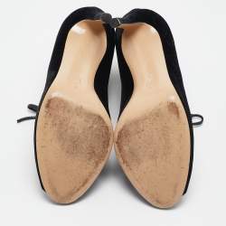 Pre Owned Gianvito Rossi Black Velvet Open Toe Booties Size 38.5