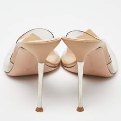 Pre Owned  Gianvito Rossi Clear/Beige PVC and Leather Elle Slide Sandals Size 39