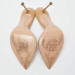 Pre Owned  Gianvito Rossi Clear/Beige PVC and Leather Elle Slide Sandals Size 39