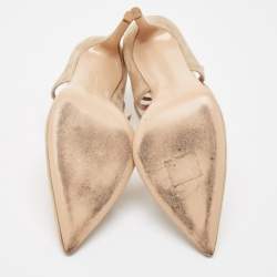 Pre Owned Gianvito Rossi Beige Suede Ankle Tie Pumps Size 37.5