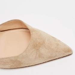 Pre Owned Gianvito Rossi Beige Suede Ankle Tie Pumps Size 37.5