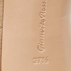 Pre Owned Gianvito Rossi Beige Suede Ankle Tie Pumps Size 37.5