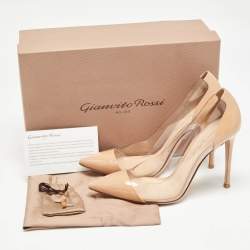 Gianvito Rossi Beige Leather, PVCPVC and Patent Leather Plexi Pumps Size 38