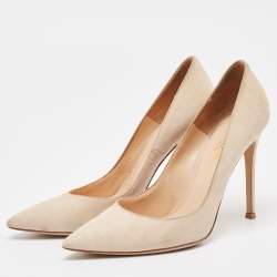 Pre Owned Gianvito Rossi Beige Suede Pointed Toe Pumps Size 37.5 