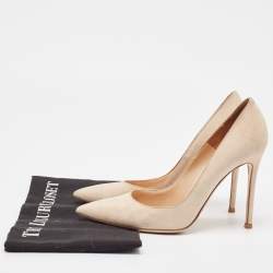 Pre Owned Gianvito Rossi Beige Suede Pointed Toe Pumps Size 37.5 