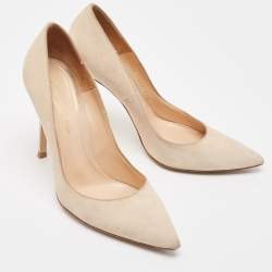 Pre Owned Gianvito Rossi Beige Suede Pointed Toe Pumps Size 37.5 