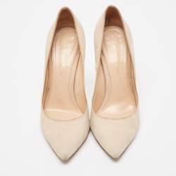 Pre Owned Gianvito Rossi Beige Suede Pointed Toe Pumps Size 37.5 