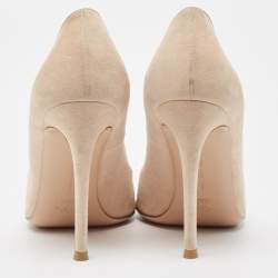 Pre Owned Gianvito Rossi Beige Suede Pointed Toe Pumps Size 37.5 